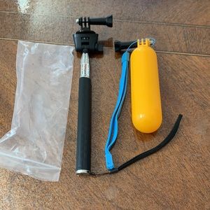 Action camera selfie stick and floating hand grip